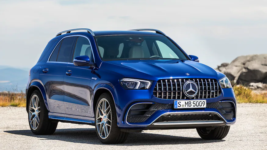 2022-mercedes-benz-gle-class-in-blue-still-front-three-quarters
